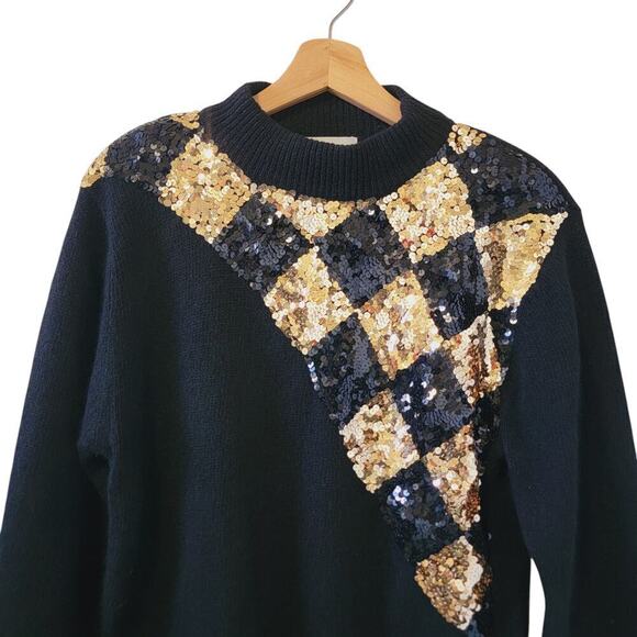 Vintage Sweater Poppagallo Silk/Wool/Rabbit Angora 1980's/1990s Pullover Sequine - Picture 2 of 7
